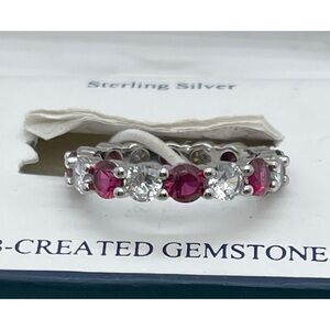 NEW Belks Silverworks Sterling Silver Ring with Lab-Created Gemstones Size 8